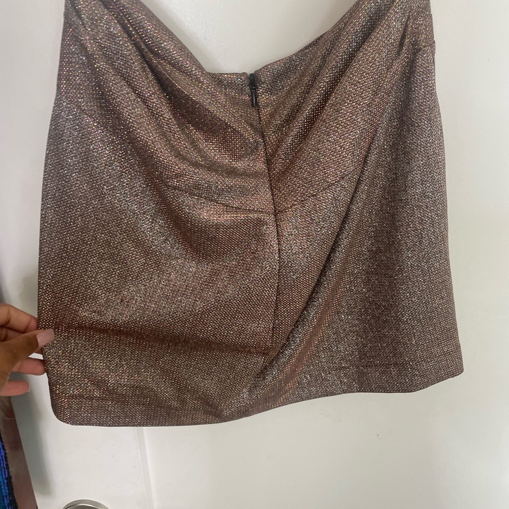 House of CB mini skirt, Silver/Rainbow Glitter, Size XL